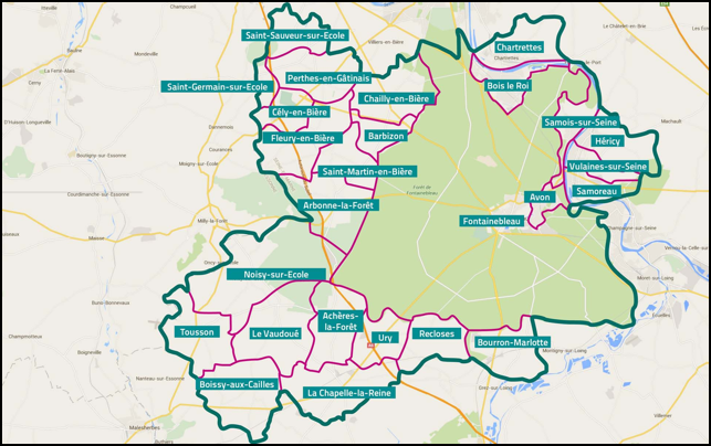 Carte du territoire du Pays de Fontainebleau