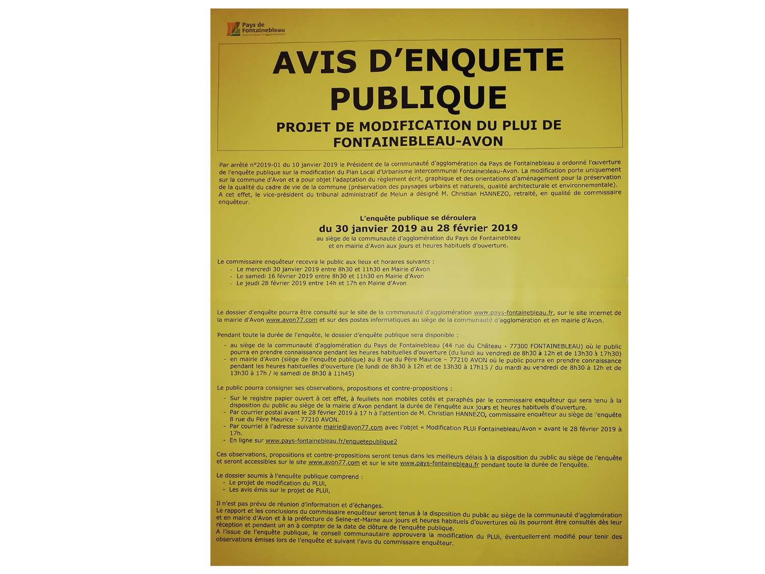 affiche avis enquete publique