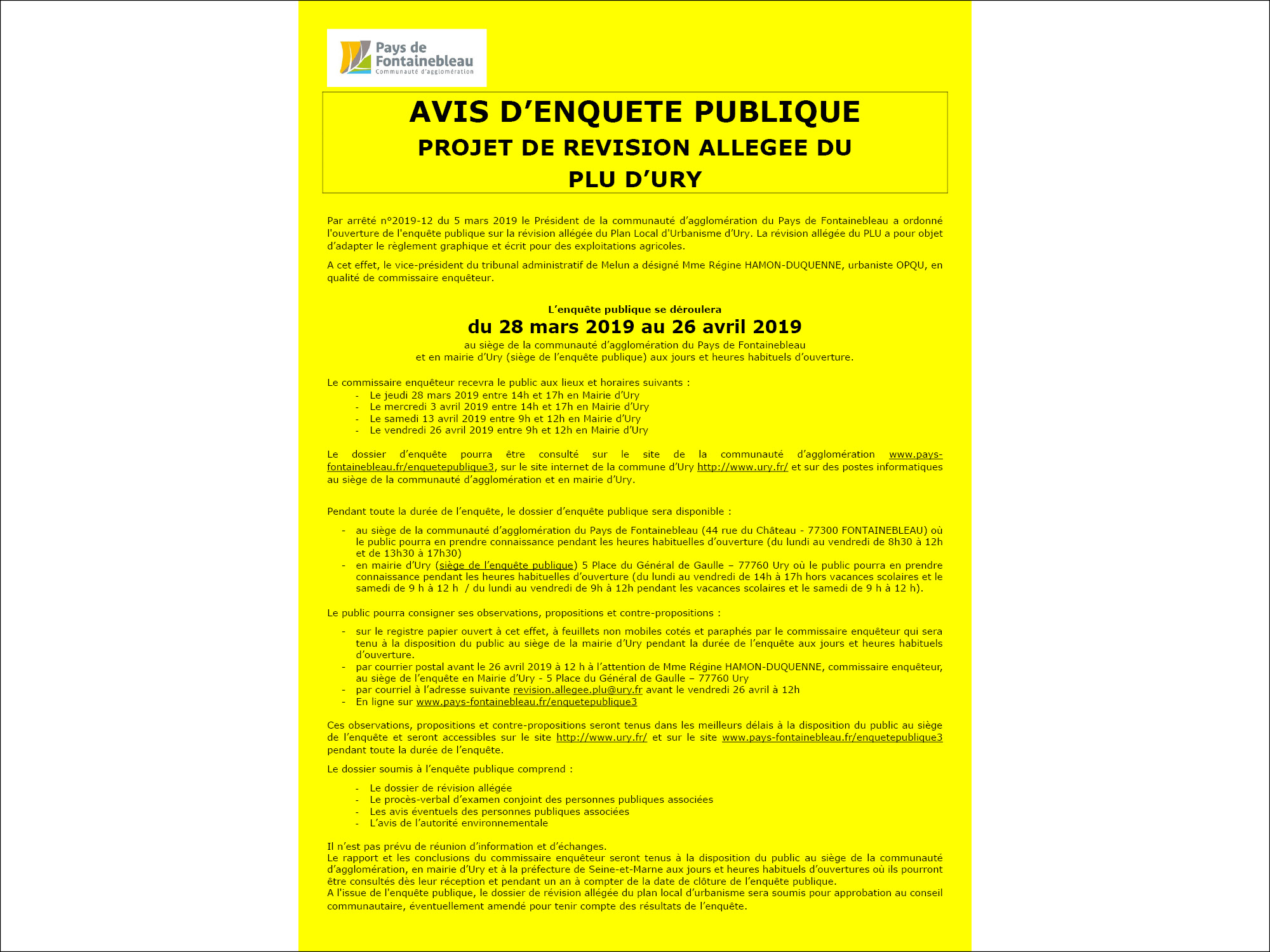révision allégée PLU Ury