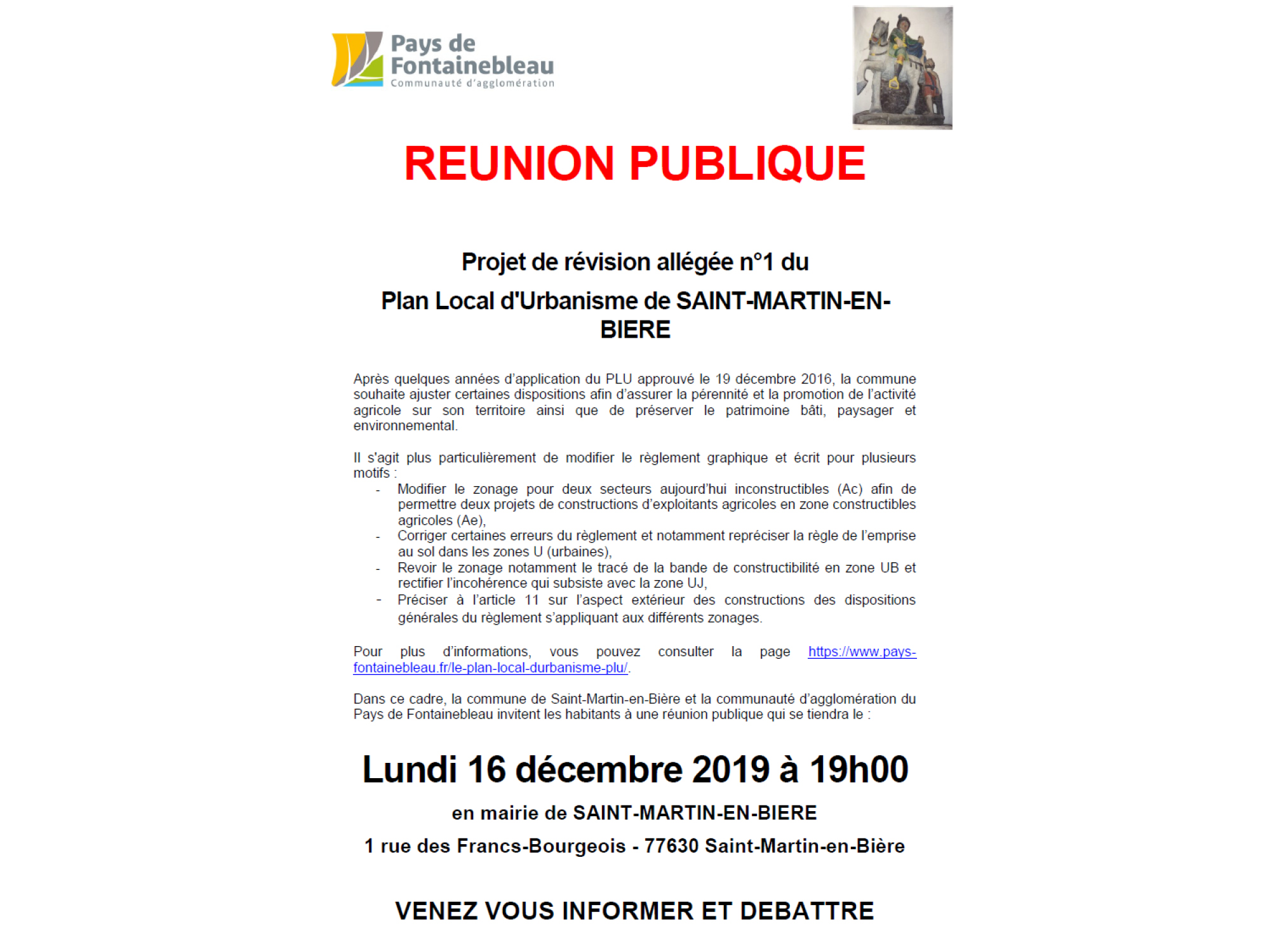 Réunion publique Saint martin en bière