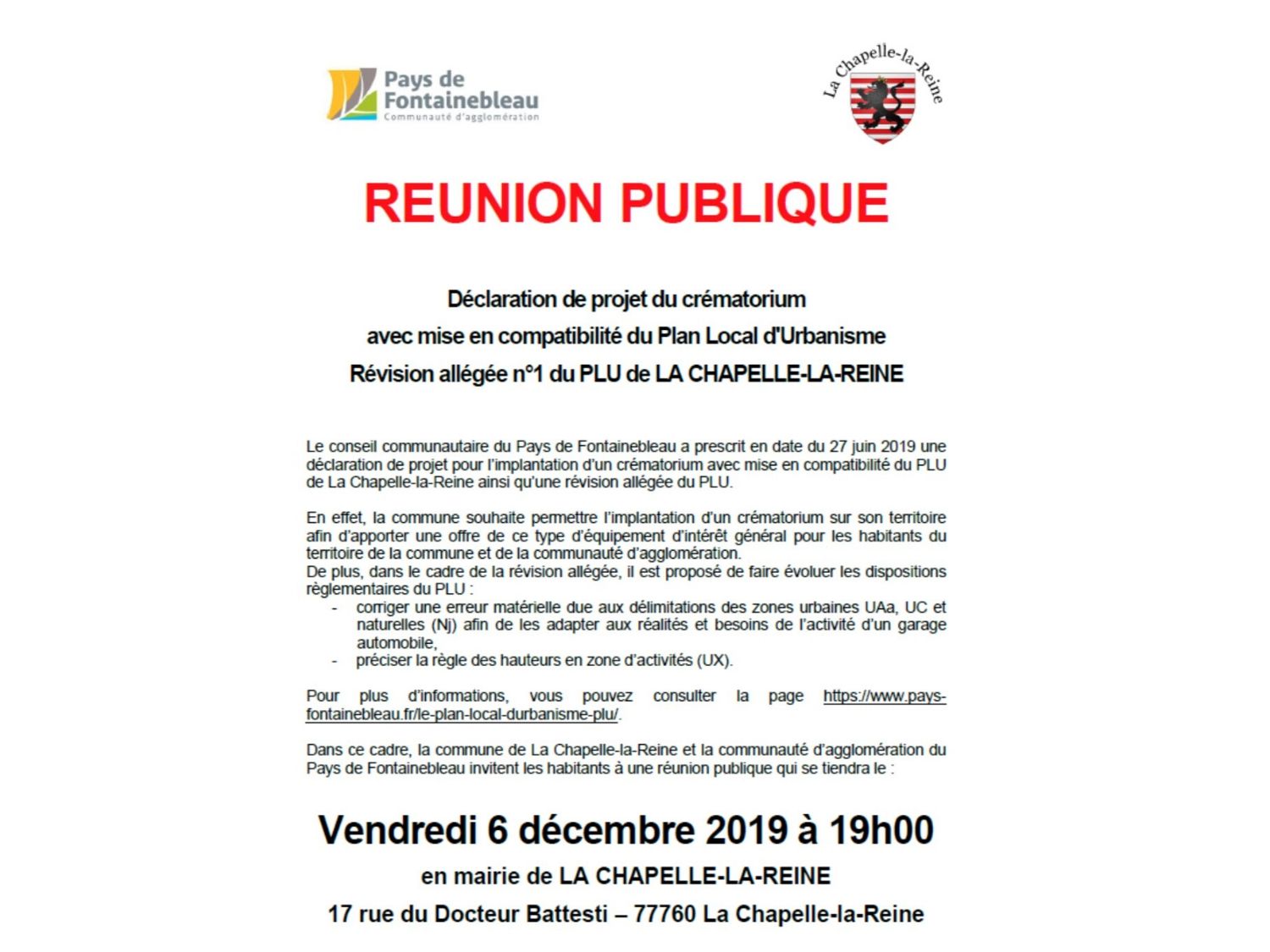 reunion publique chapelle la reine